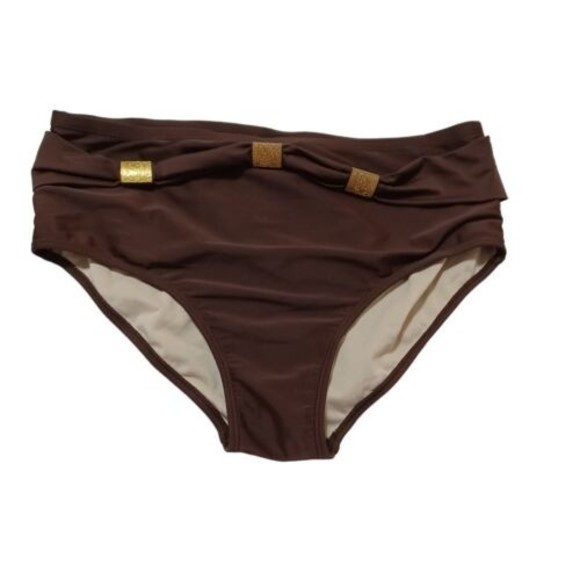 Faded Glory 1x Halter Tankini With Matching Bikini Bottom Brown/Tan Fern Pattern - Picture 9 of 11